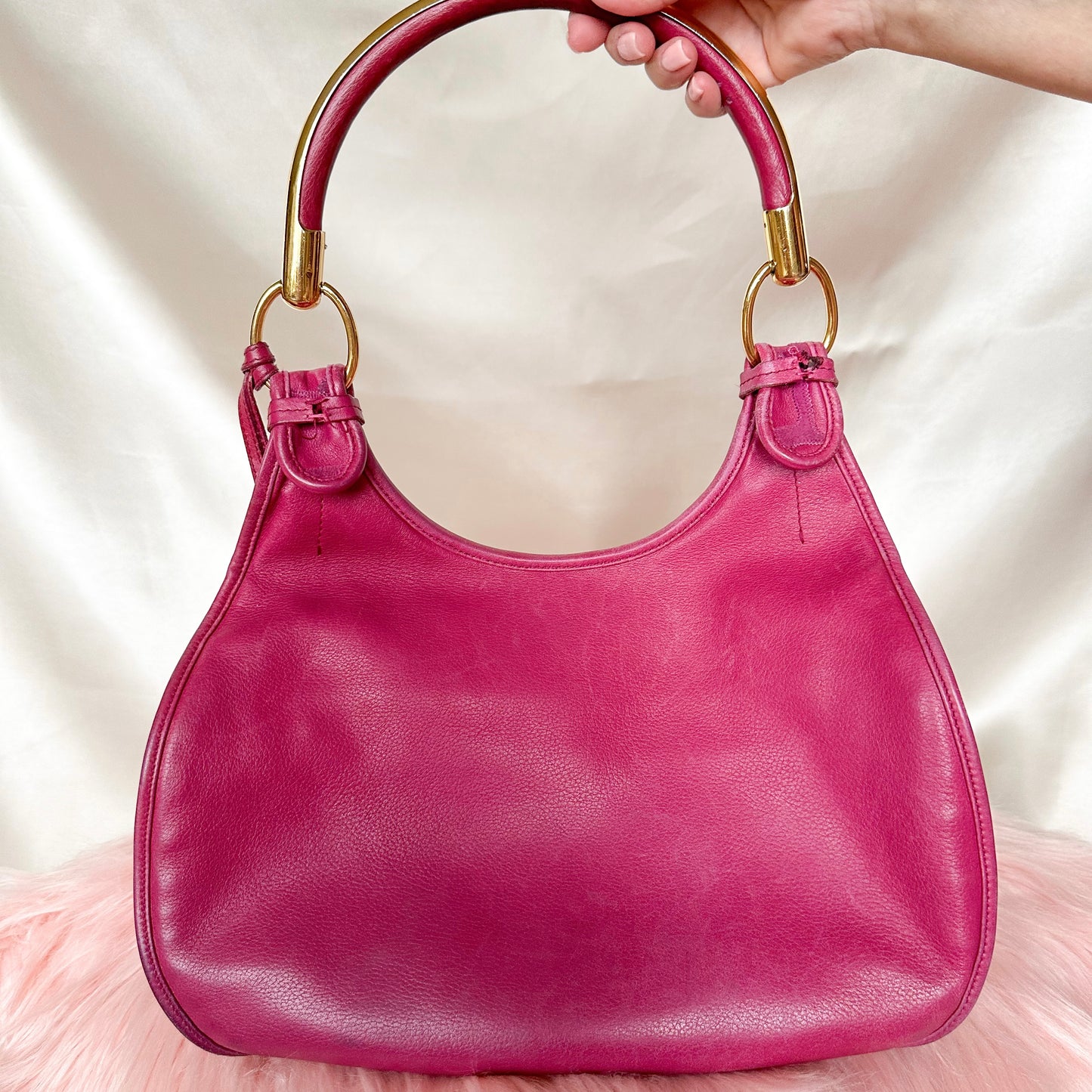 Dior Pink Leather Bejeweled Hobo