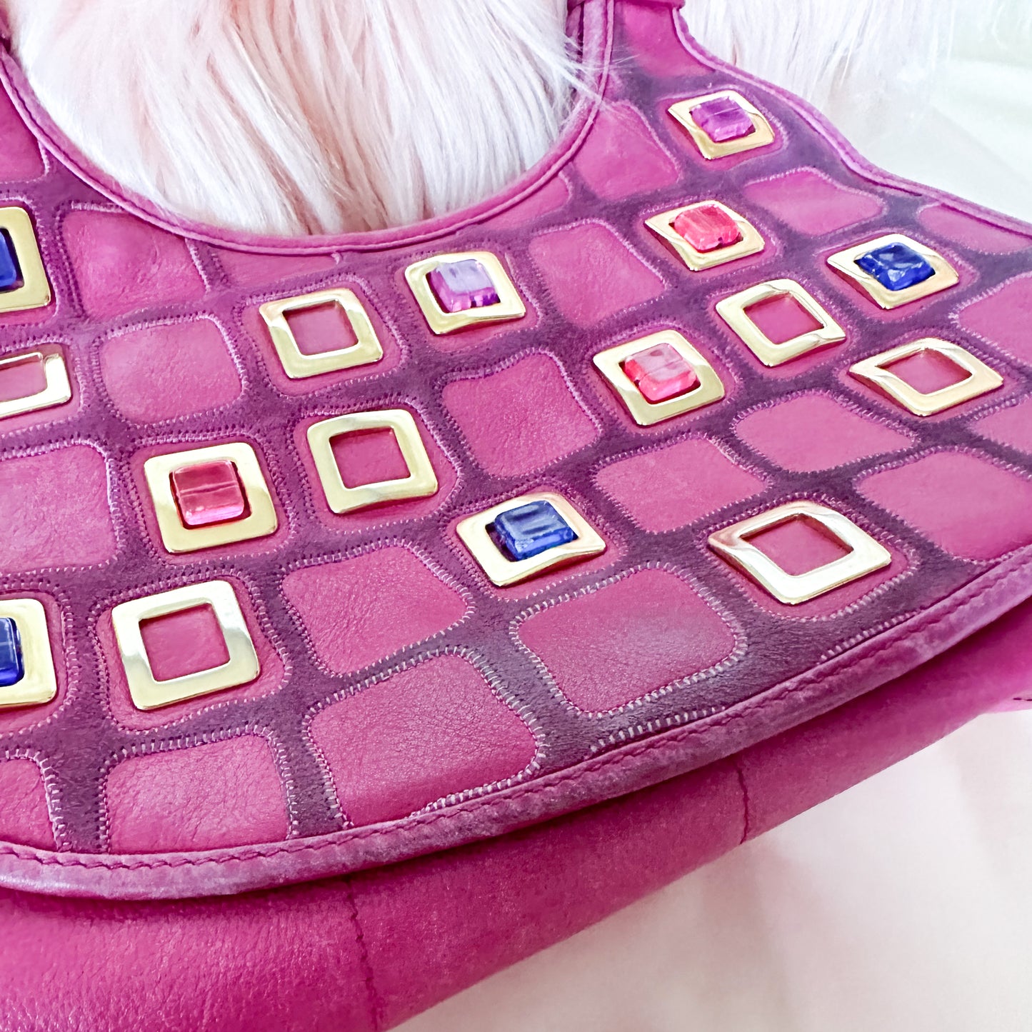 Dior Pink Leather Bejeweled Hobo