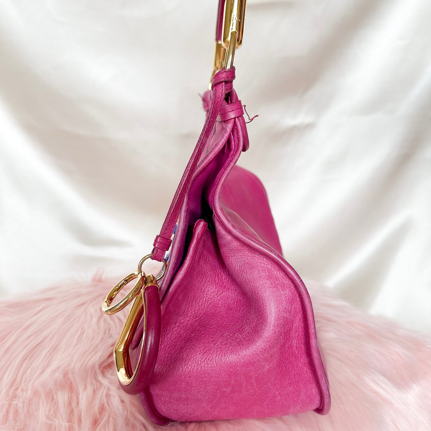 Dior Pink Leather Bejeweled Hobo