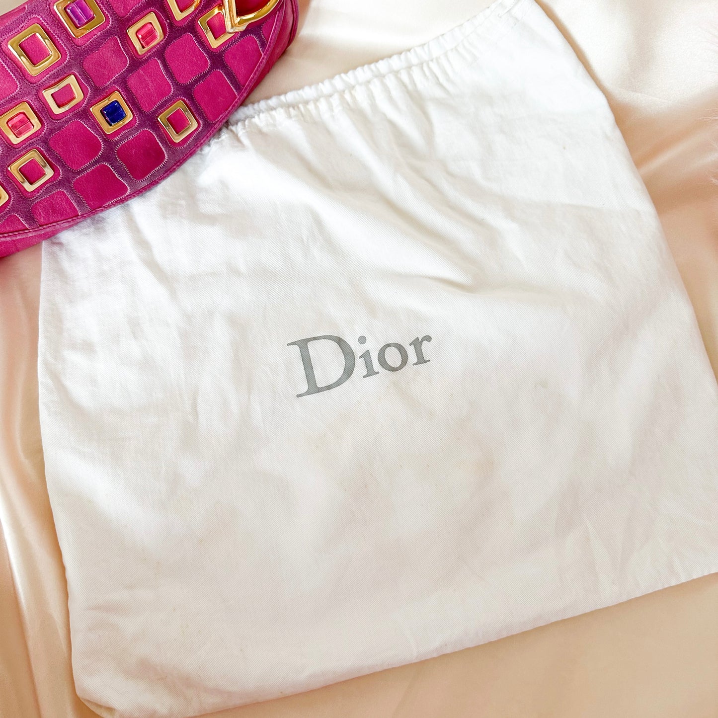 Dior Pink Leather Bejeweled Hobo