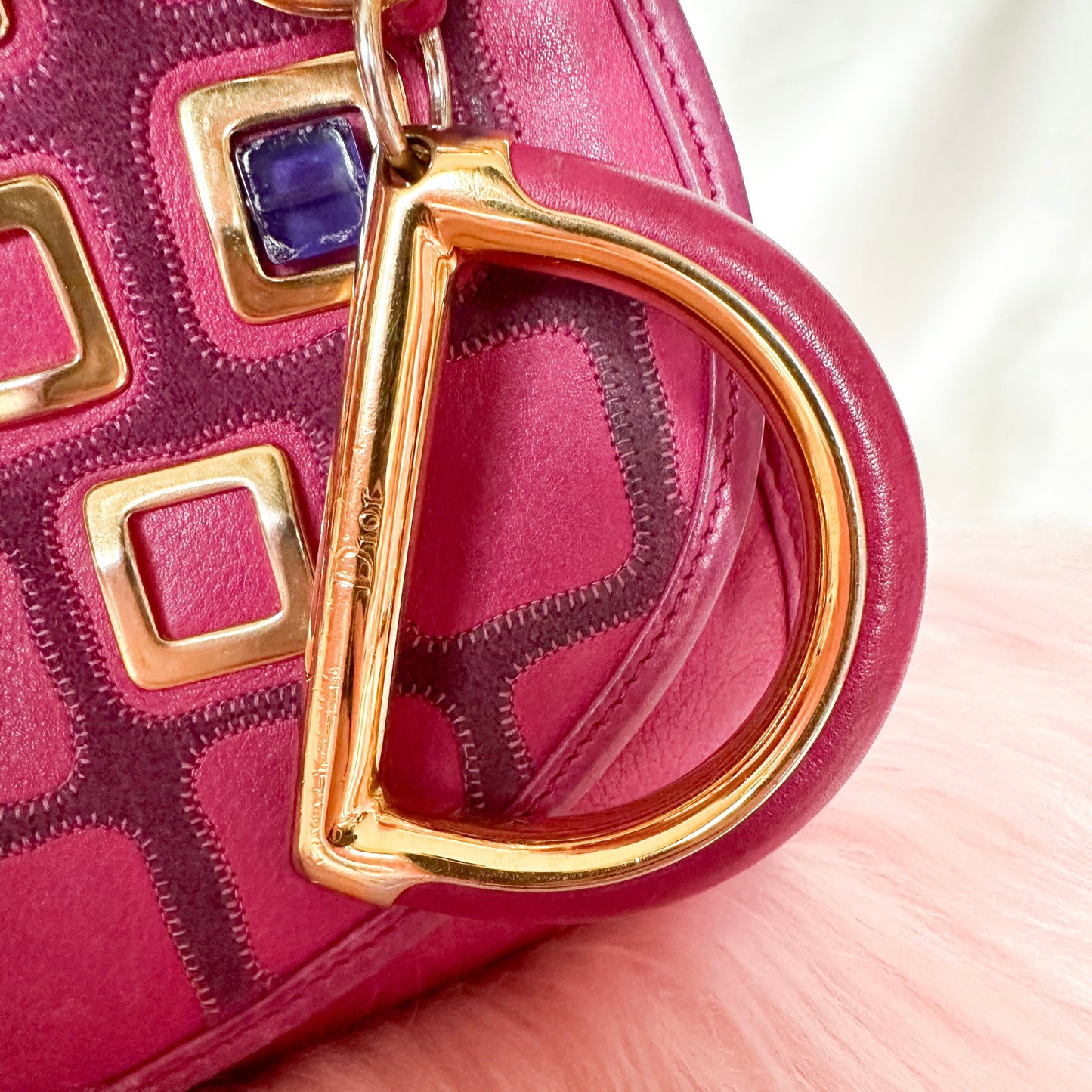 Dior Pink Leather Bejeweled Hobo