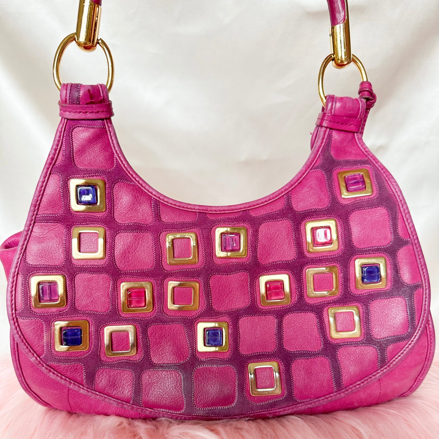 Dior Pink Leather Bejeweled Hobo