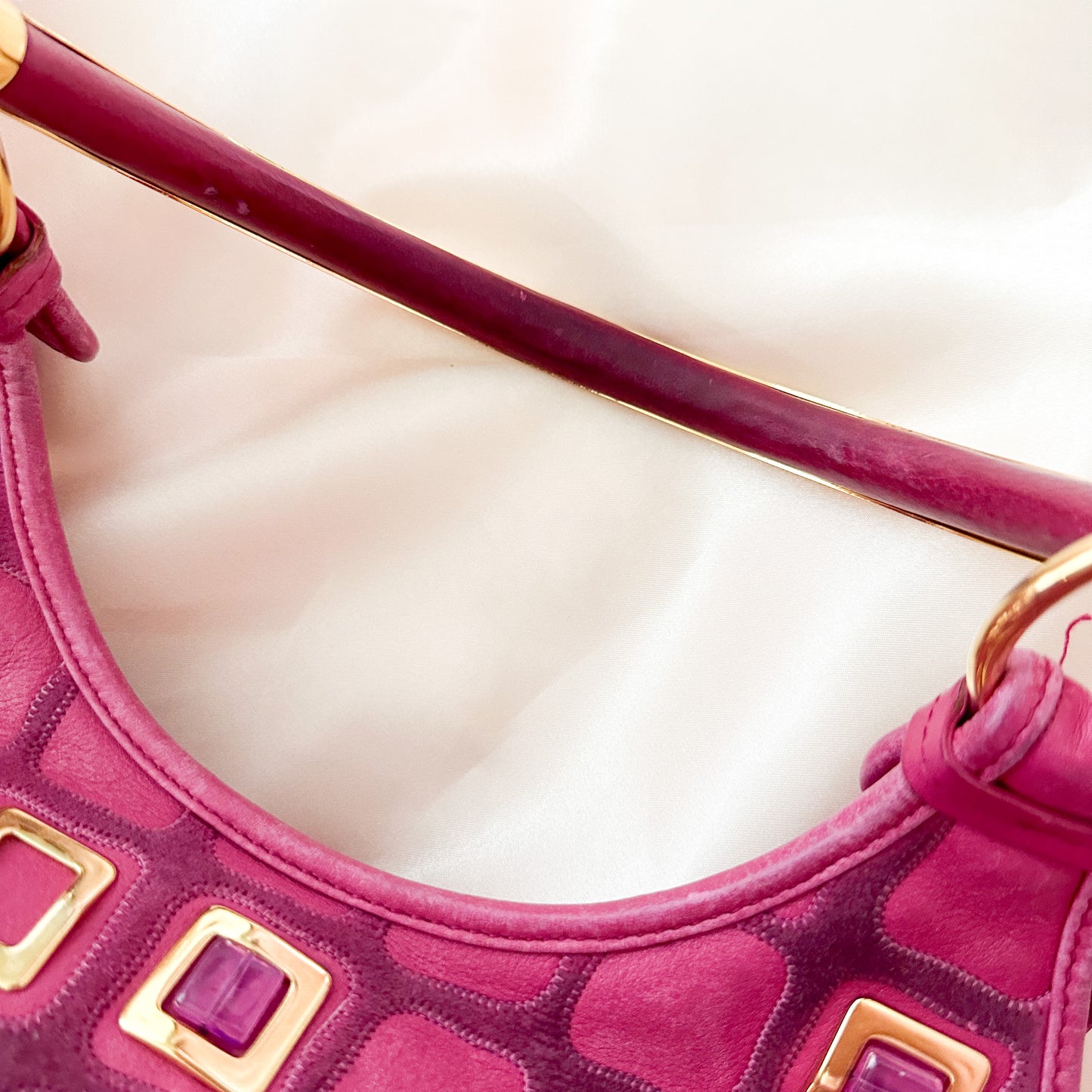 Dior Pink Leather Bejeweled Hobo