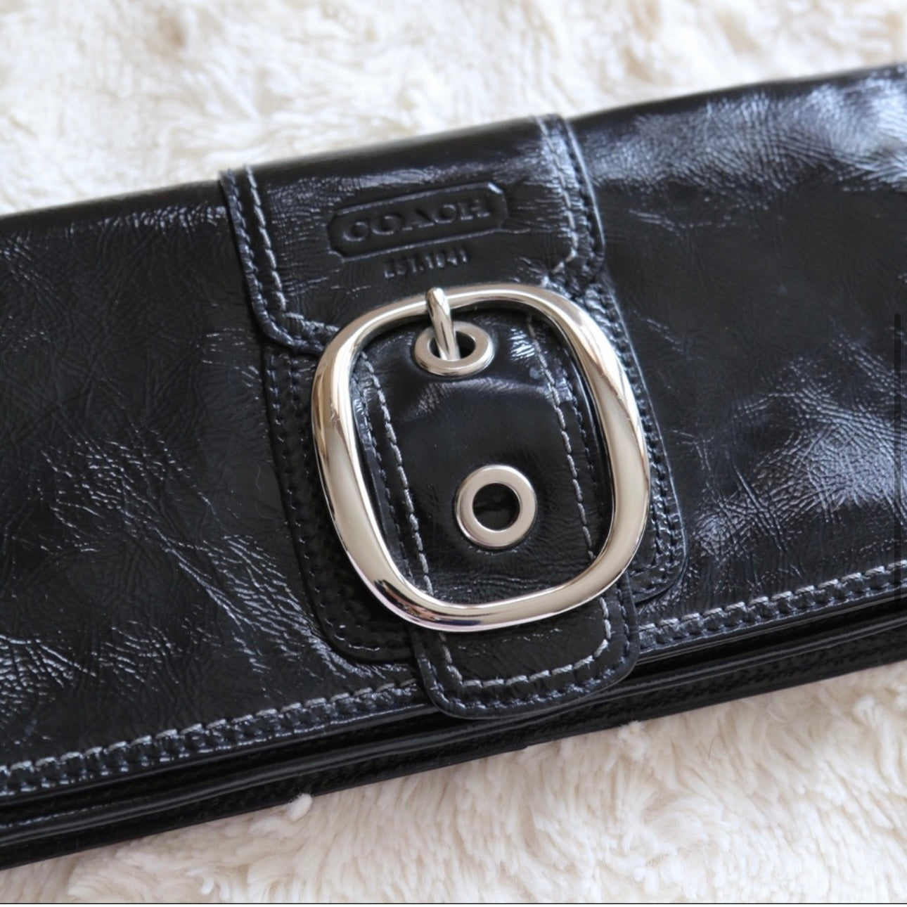 Coach Black Patent Leather Clutch