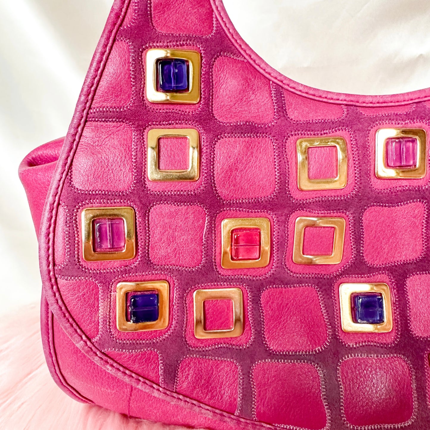 Dior Pink Leather Bejeweled Hobo
