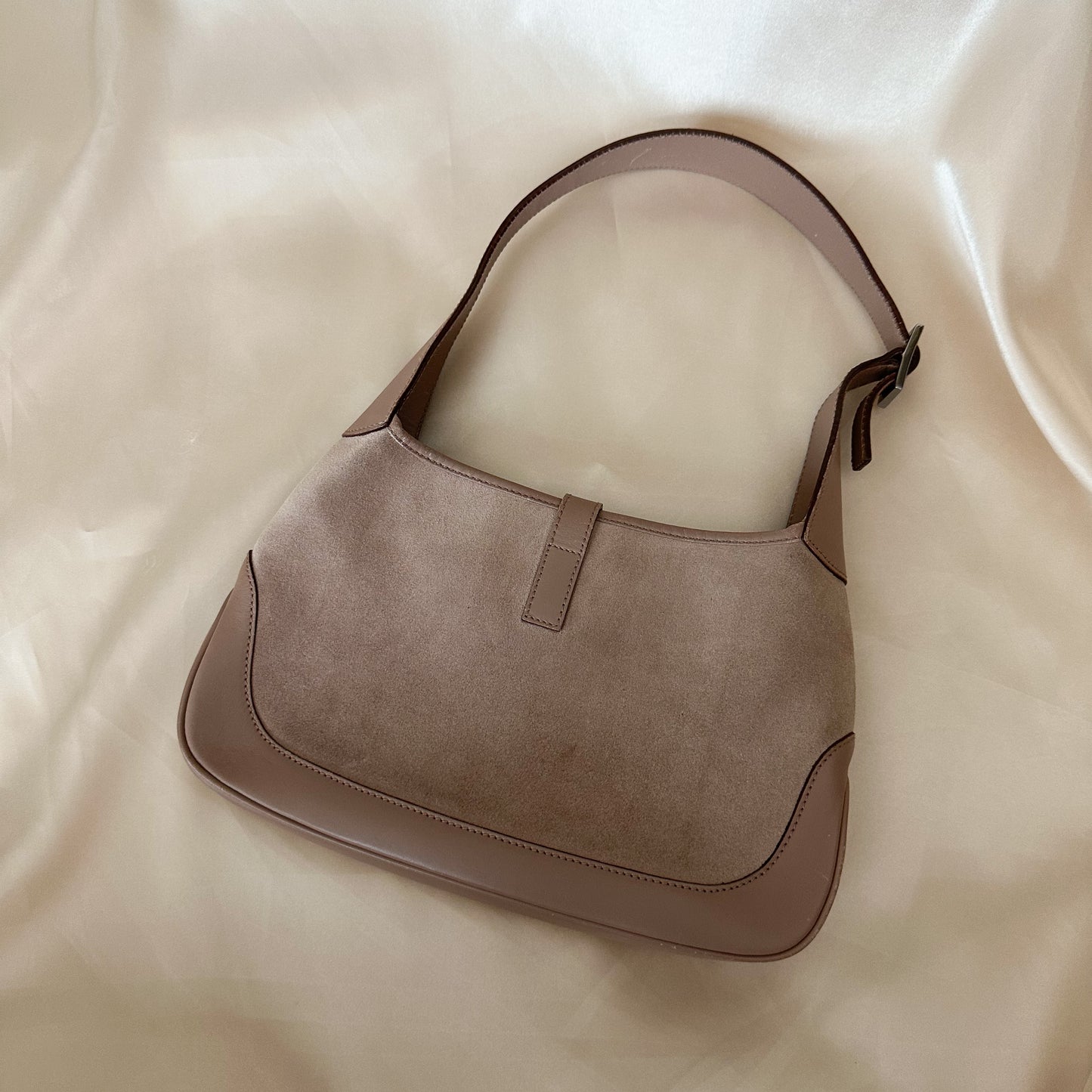 Gucci Vintage Taupe Suede Jackie Shoulder Bag