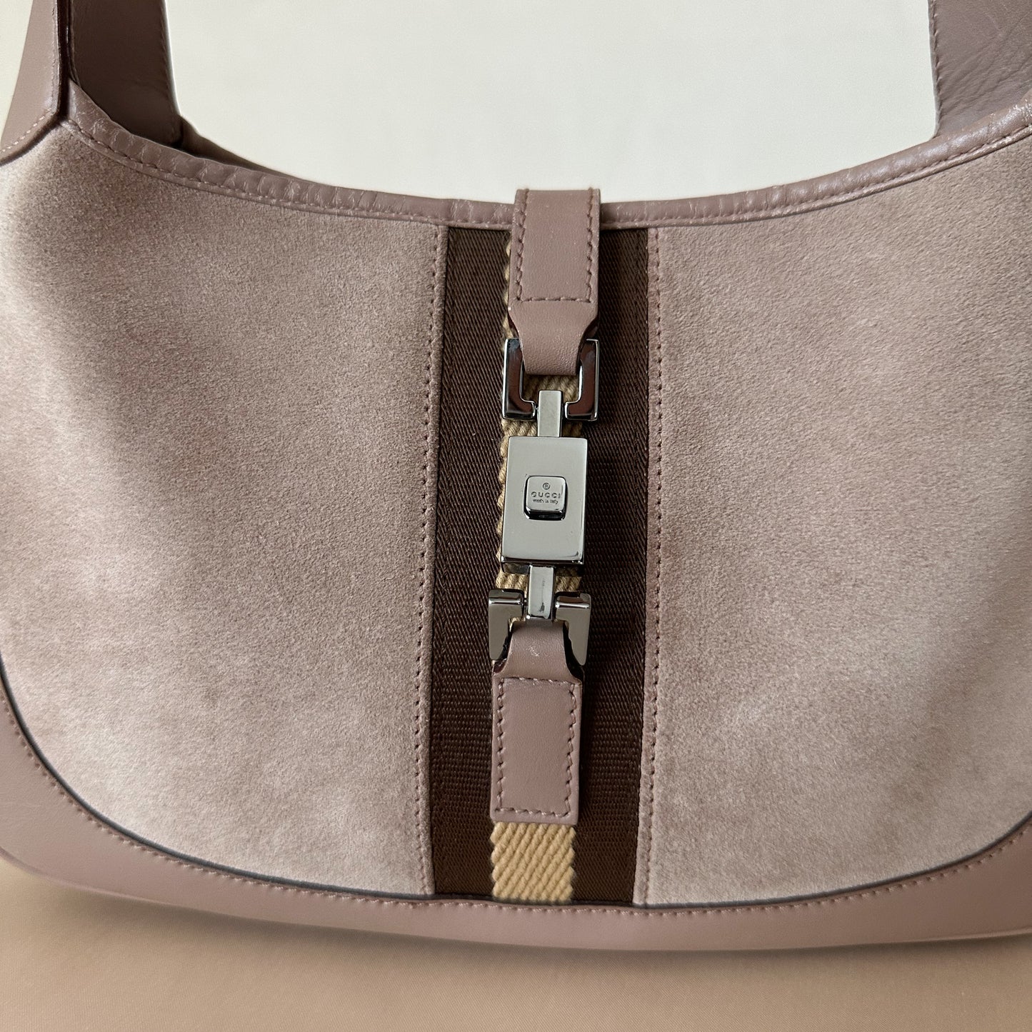 Gucci Vintage Taupe Suede Jackie Shoulder Bag