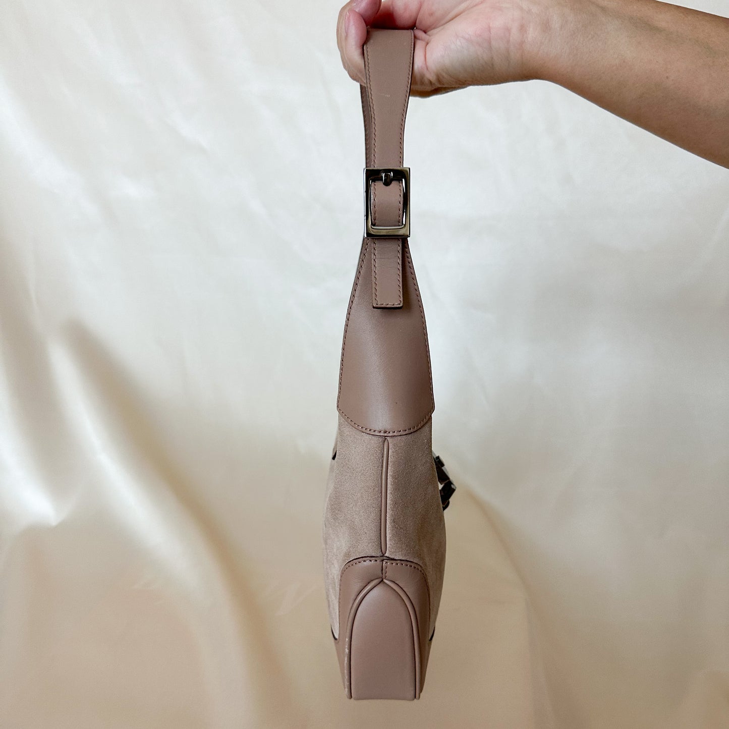 Gucci Vintage Taupe Suede Jackie Shoulder Bag