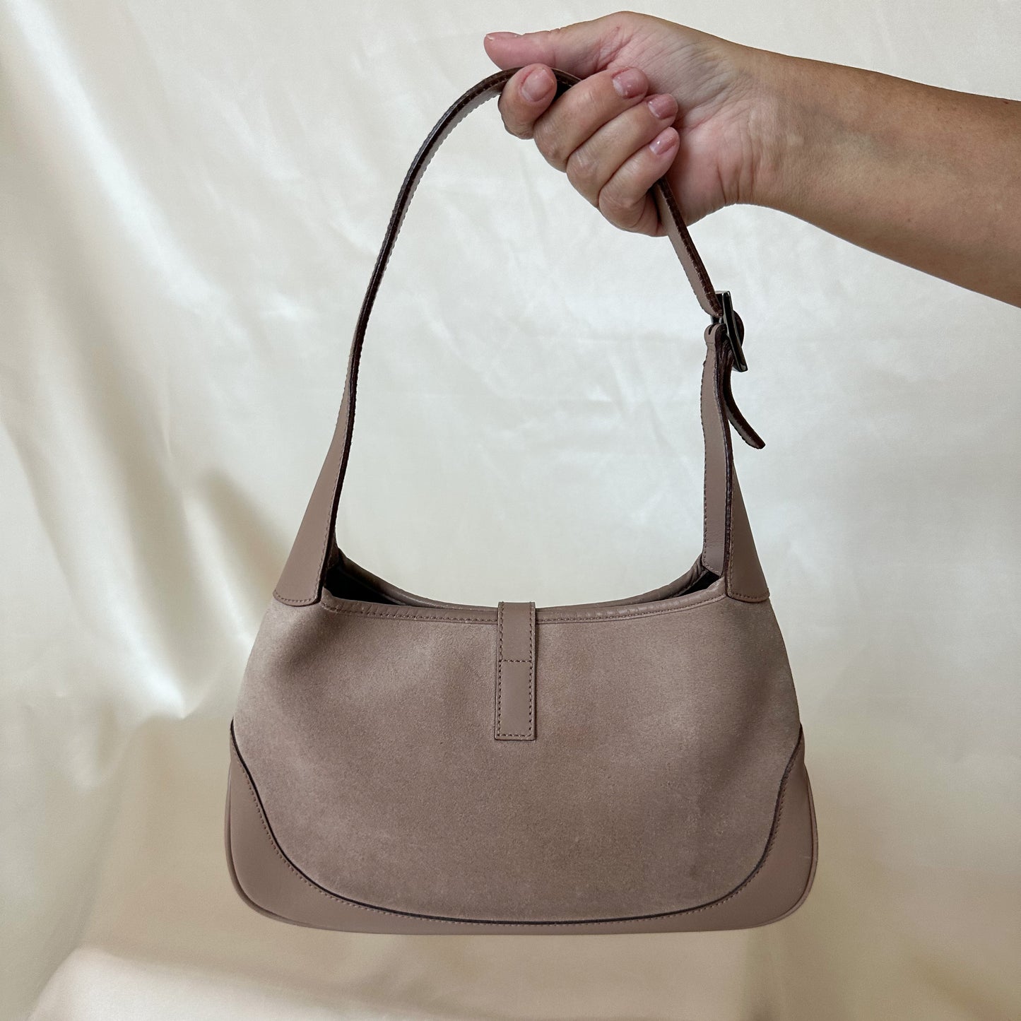 Gucci Vintage Taupe Suede Jackie Shoulder Bag