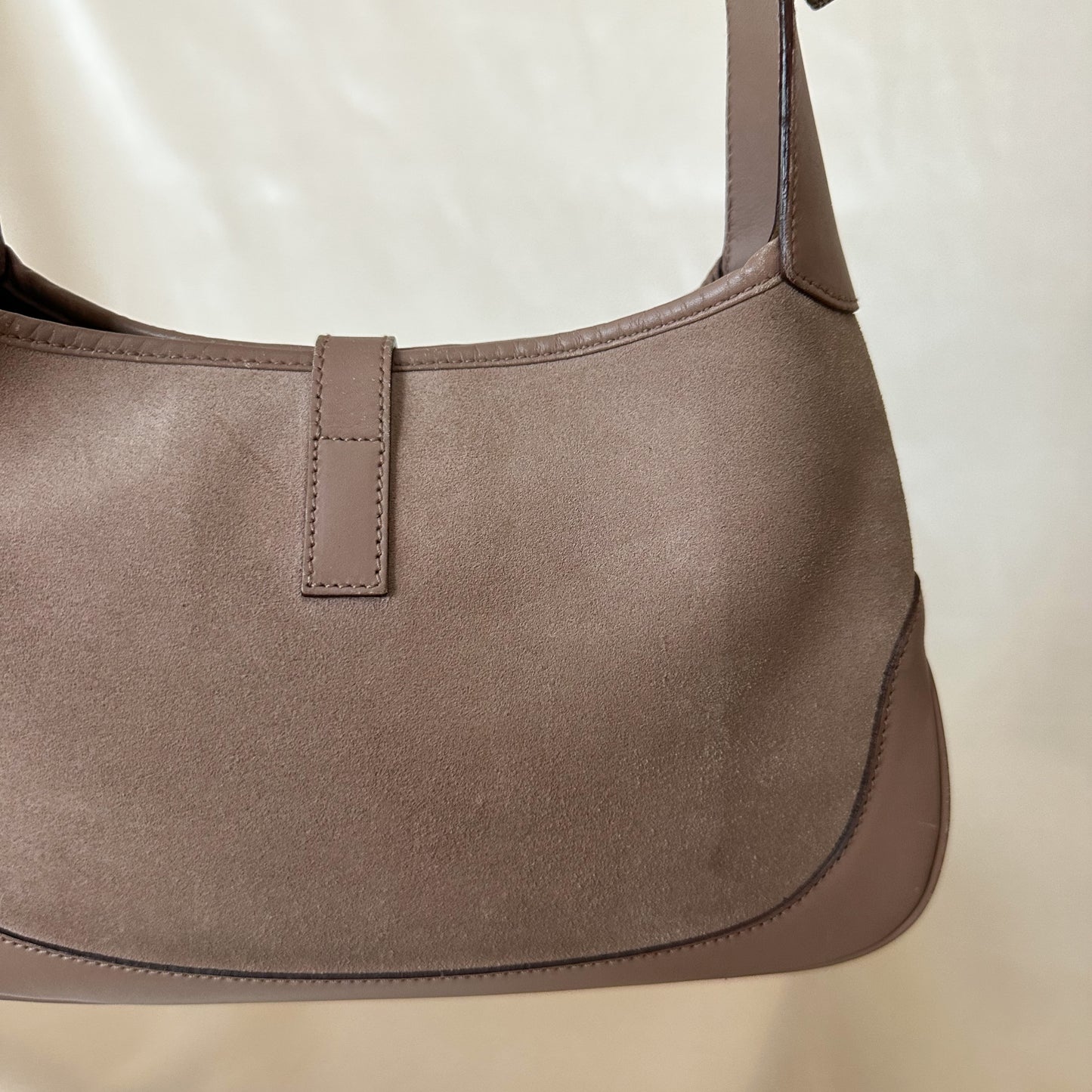 Gucci Vintage Taupe Suede Jackie Shoulder Bag