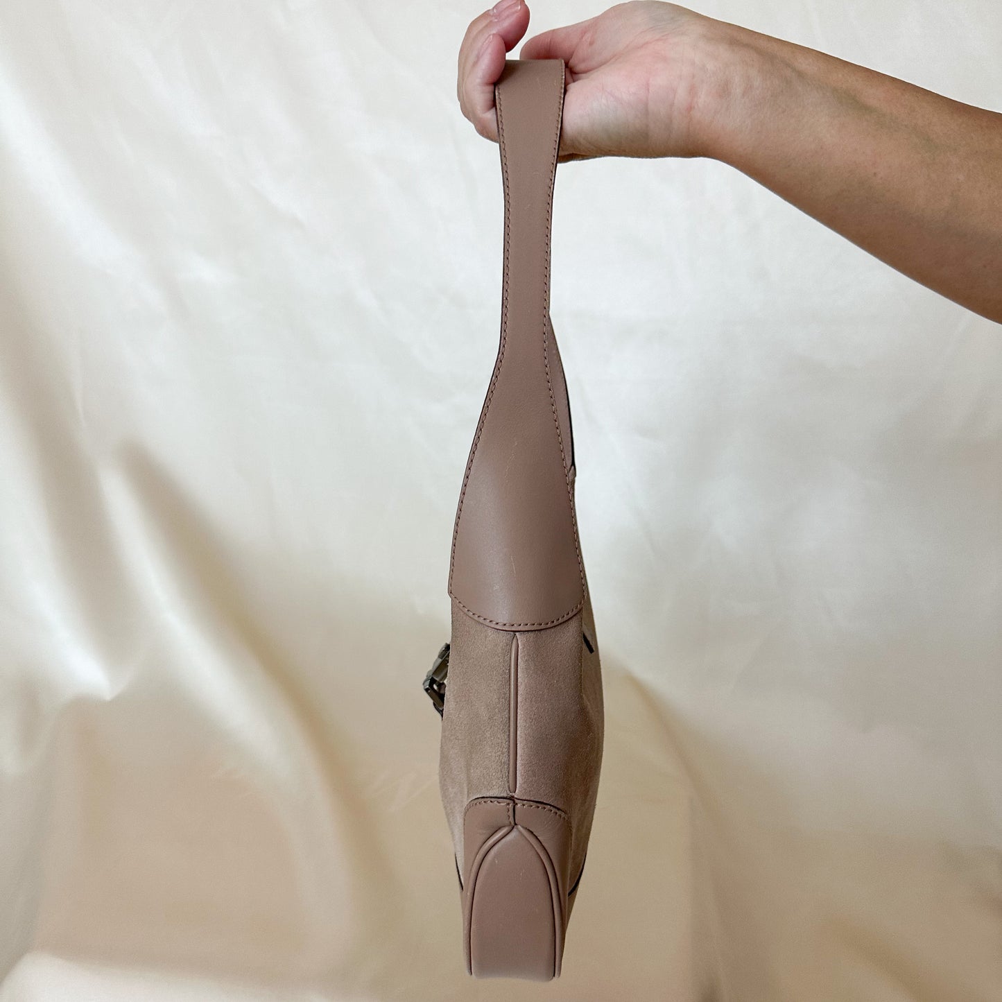 Gucci Vintage Taupe Suede Jackie Shoulder Bag