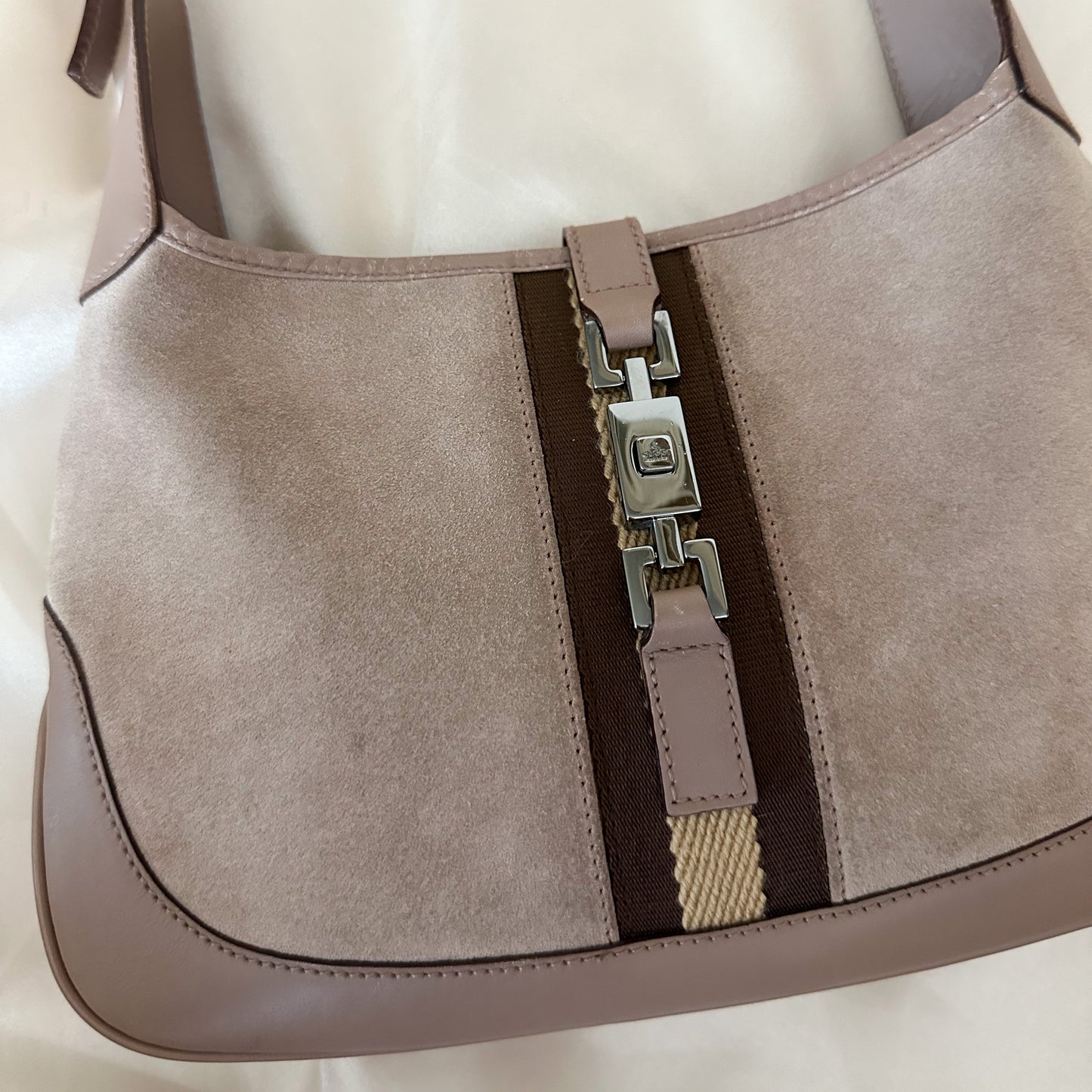 Gucci Vintage Taupe Suede Jackie Shoulder Bag