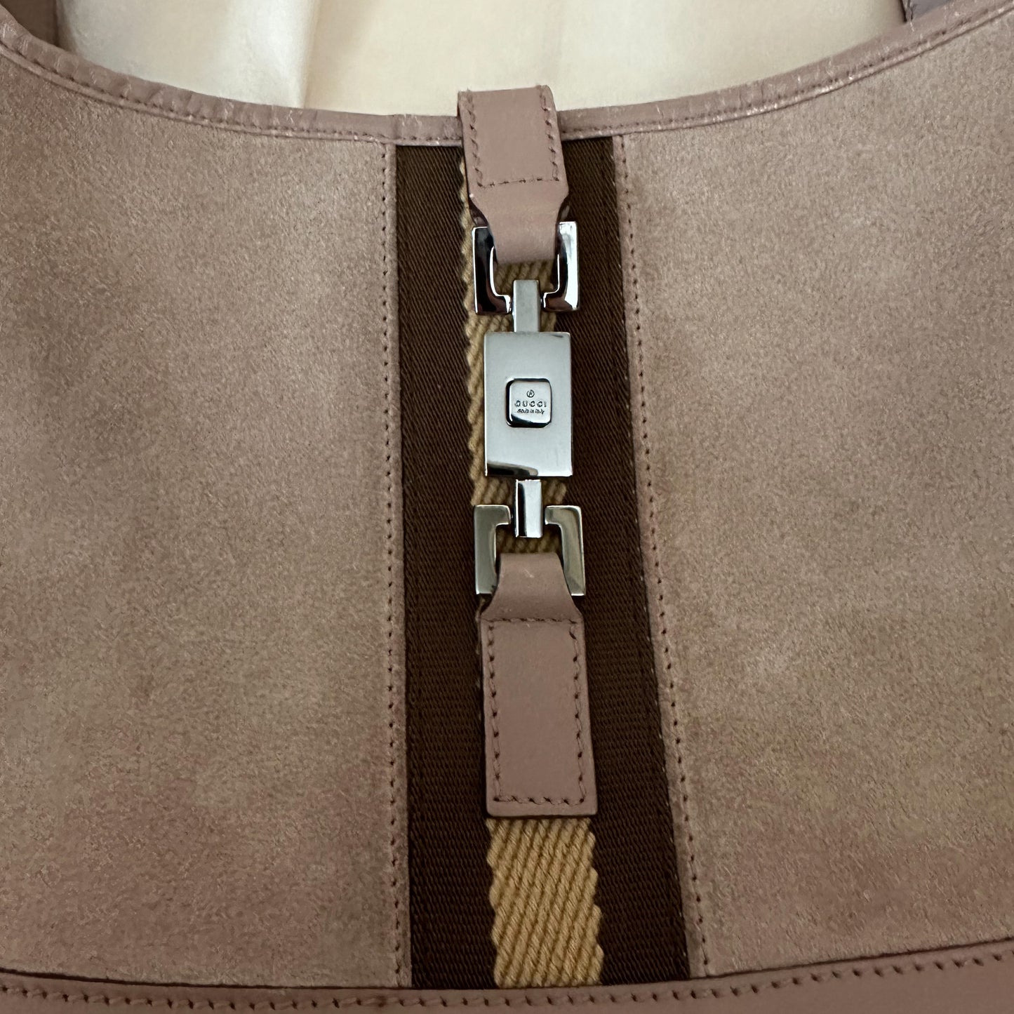 Gucci Vintage Taupe Suede Jackie Shoulder Bag