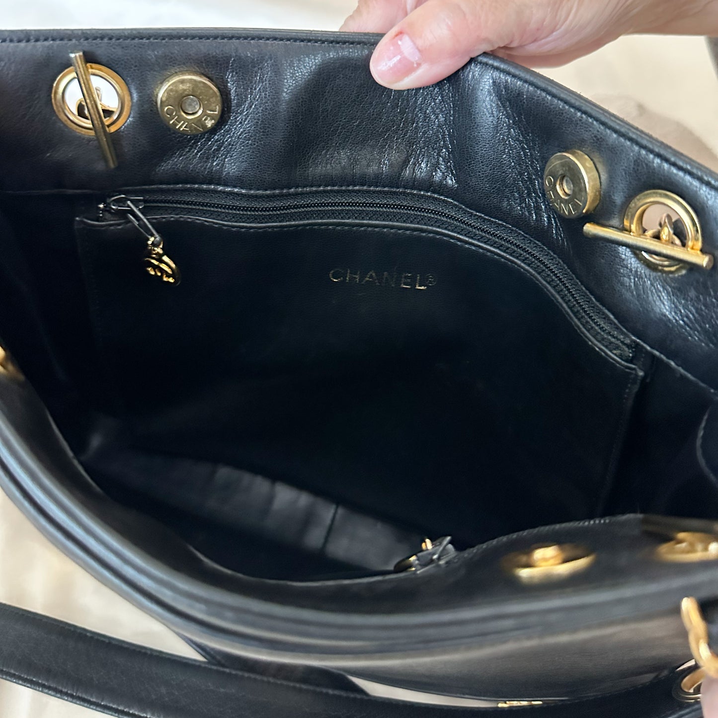 Chanel Lambskin Mini Logo Tote