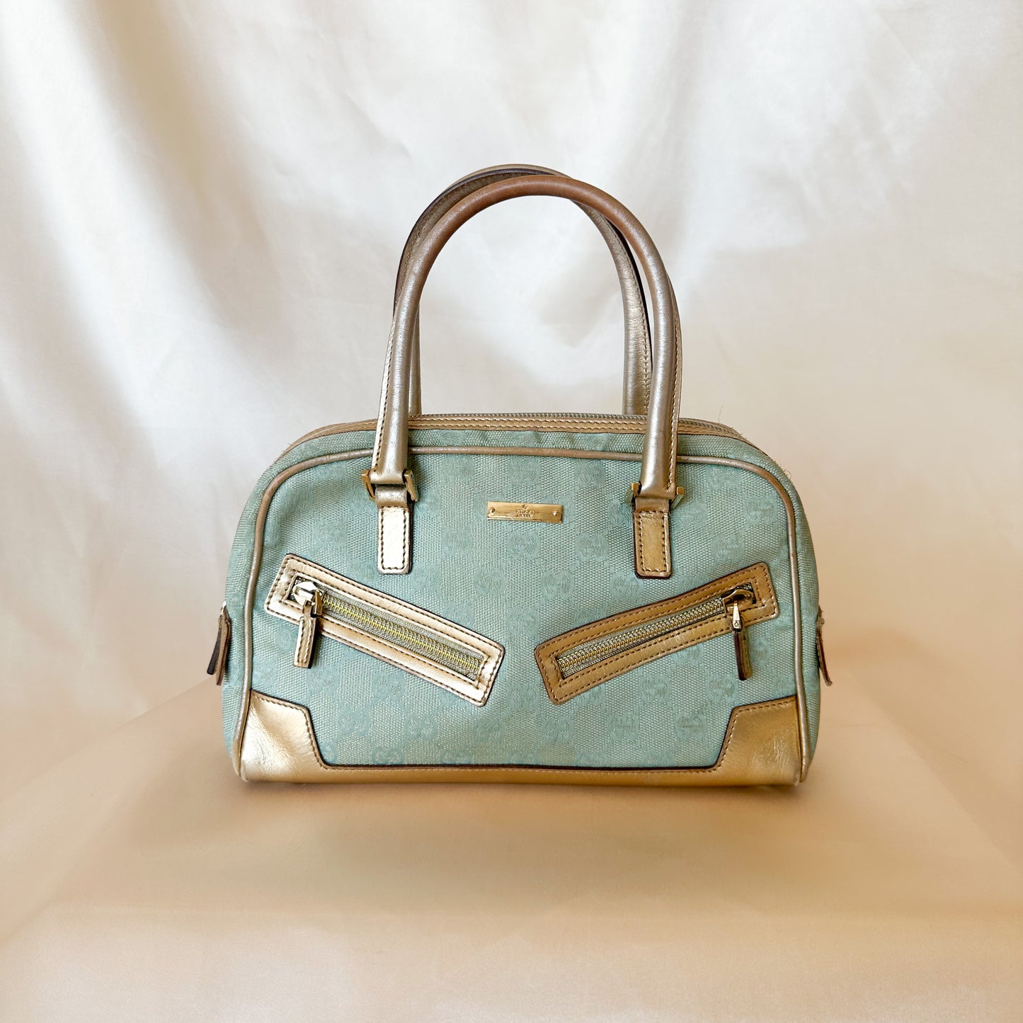 Gucci Vintage Glitter Mint Monogram Speedy