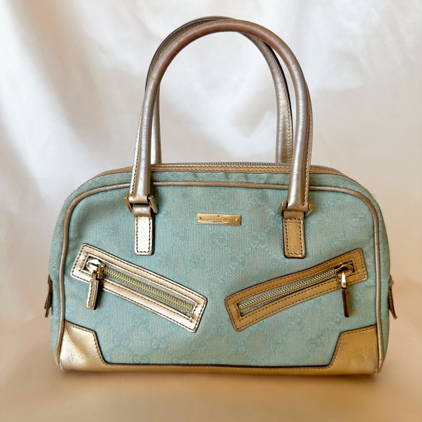 Gucci Vintage Glitter Mint Monogram Speedy
