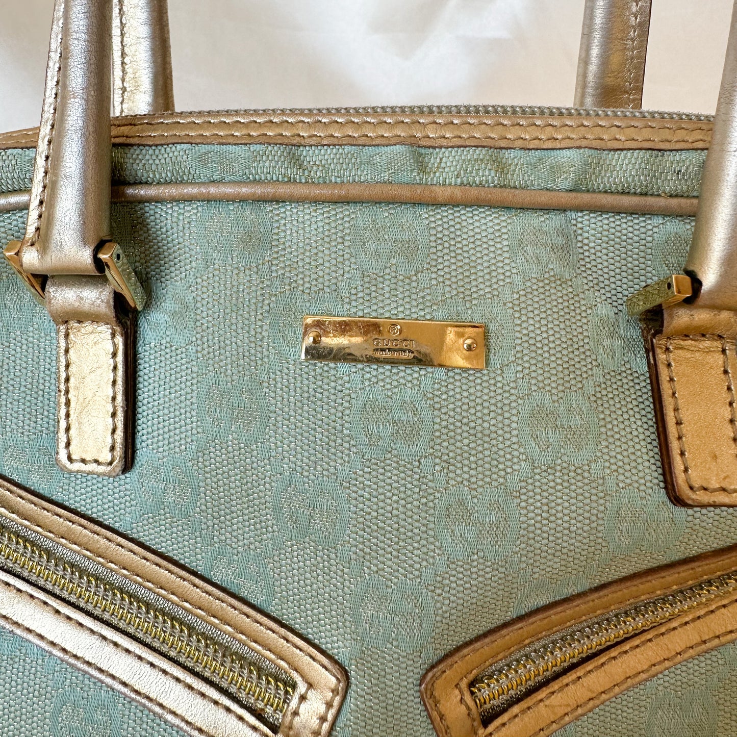 Gucci Vintage Glitter Mint Monogram Speedy