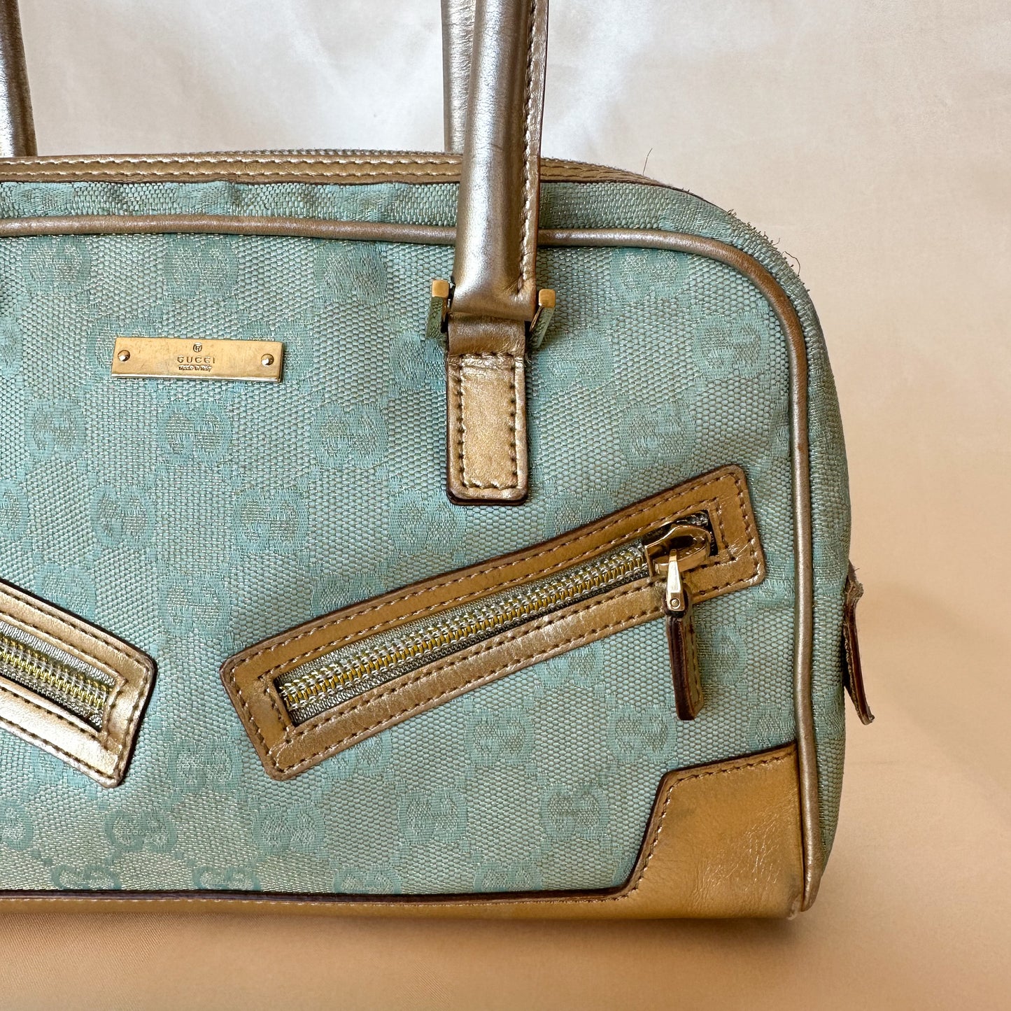 Gucci Vintage Glitter Mint Monogram Speedy