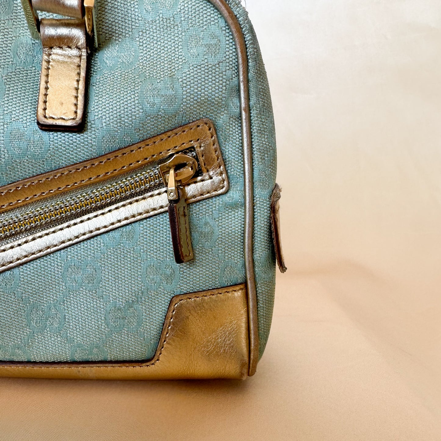 Gucci Vintage Glitter Mint Monogram Speedy