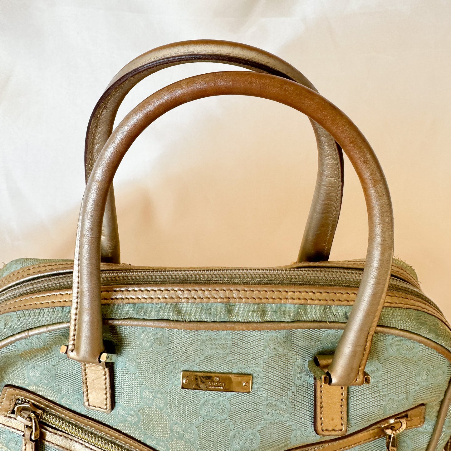 Gucci Vintage Glitter Mint Monogram Speedy