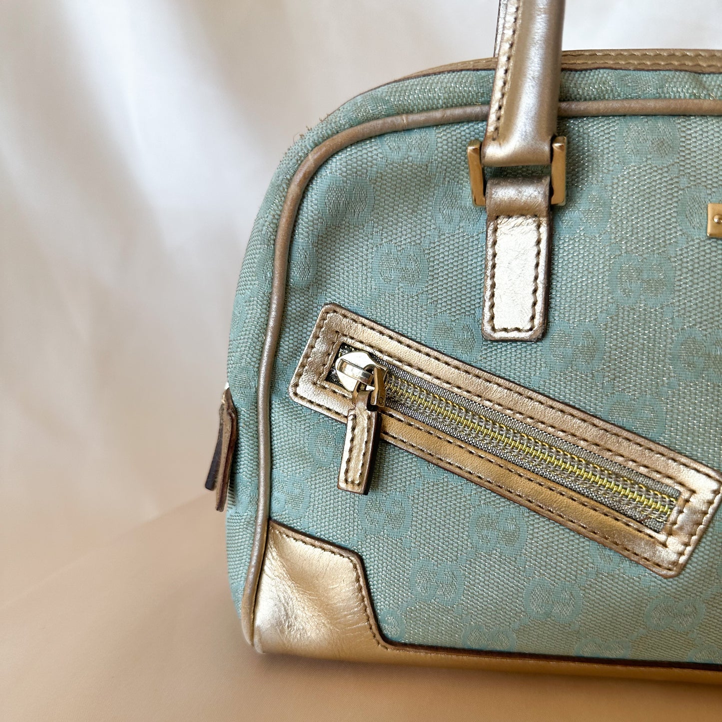 Gucci Vintage Glitter Mint Monogram Speedy