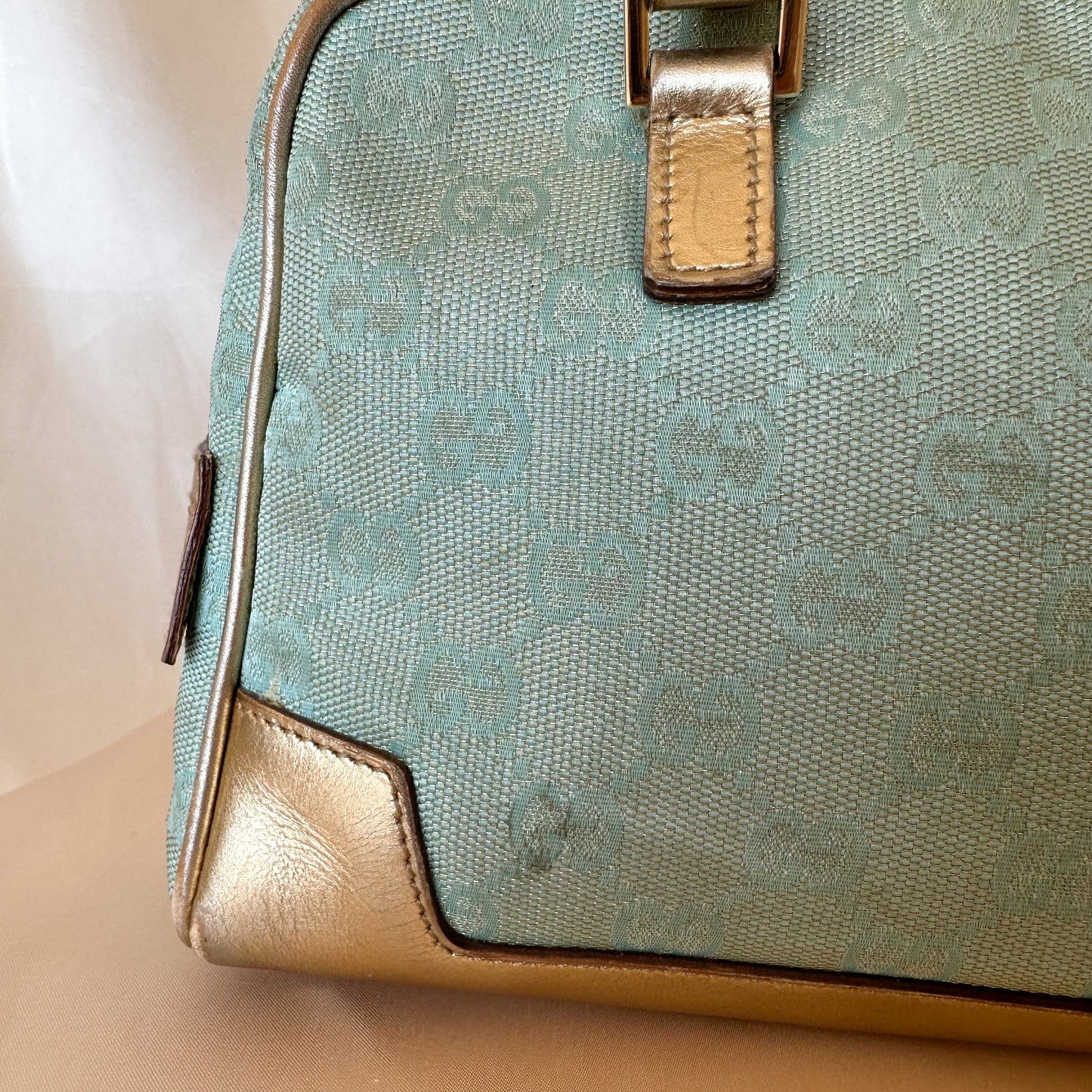 Gucci Vintage Glitter Mint Monogram Speedy