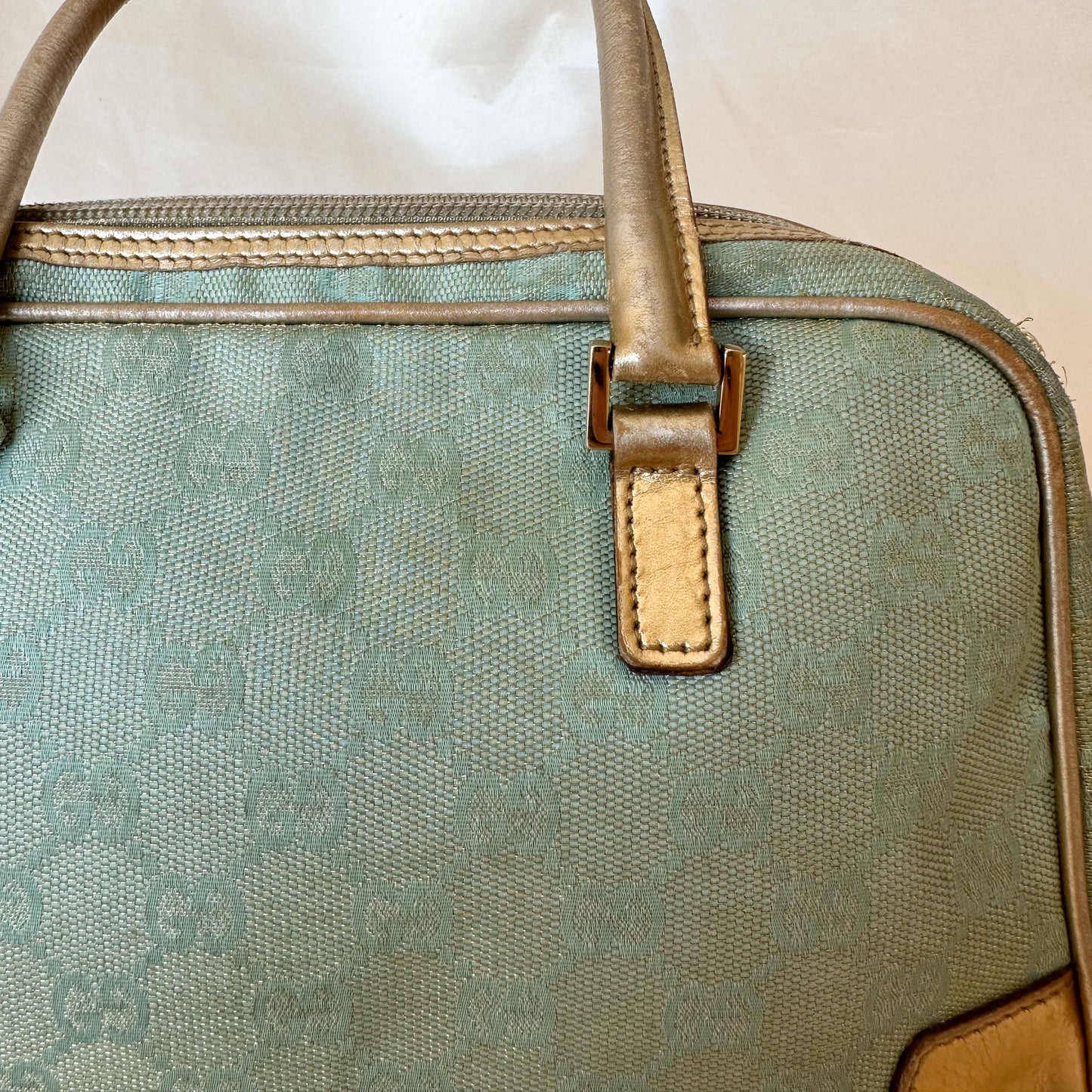 Gucci Vintage Glitter Mint Monogram Speedy