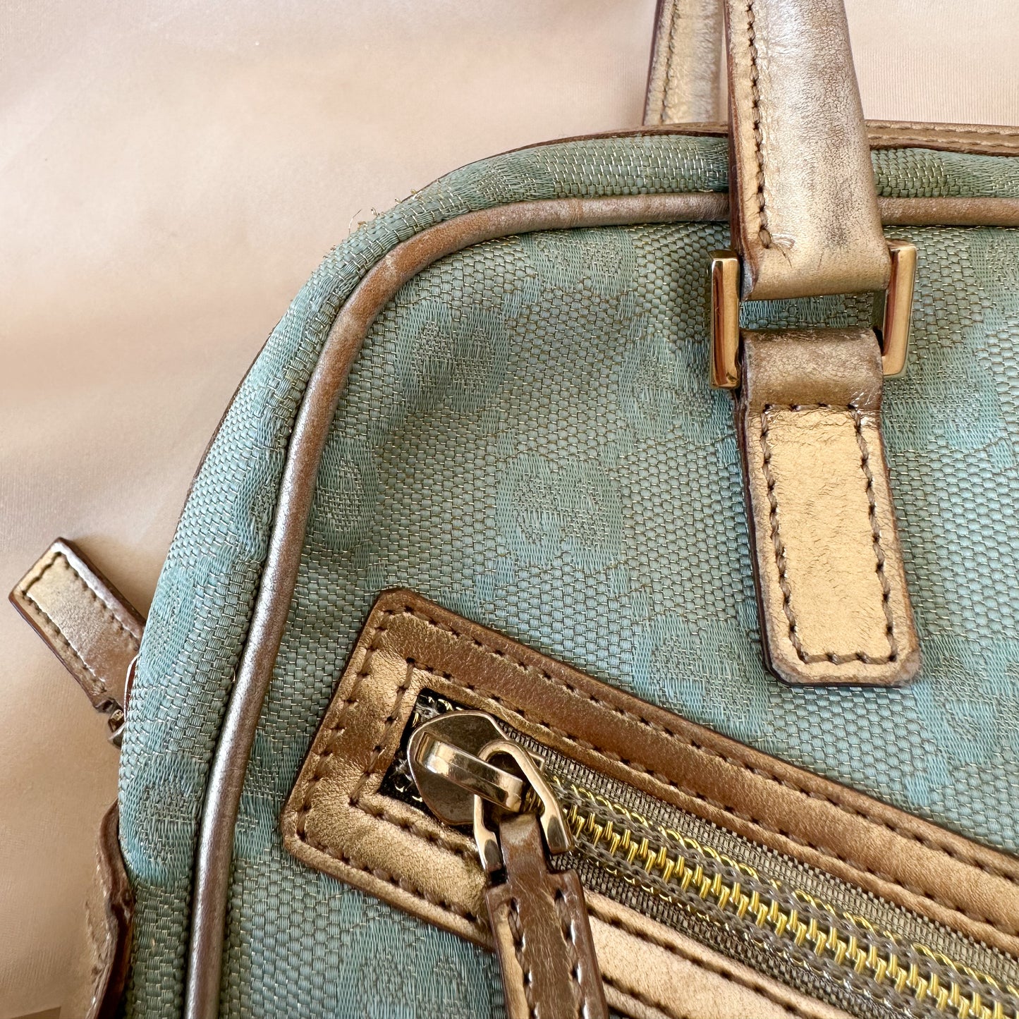 Gucci Vintage Glitter Mint Monogram Speedy