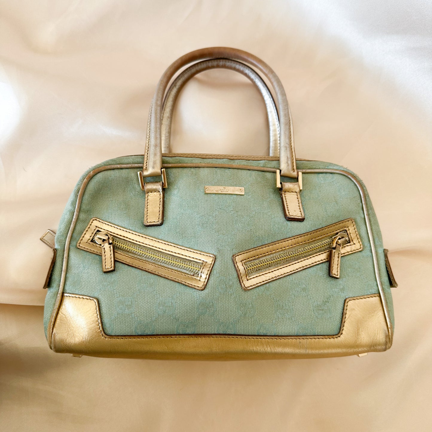 Gucci Vintage Glitter Mint Monogram Speedy