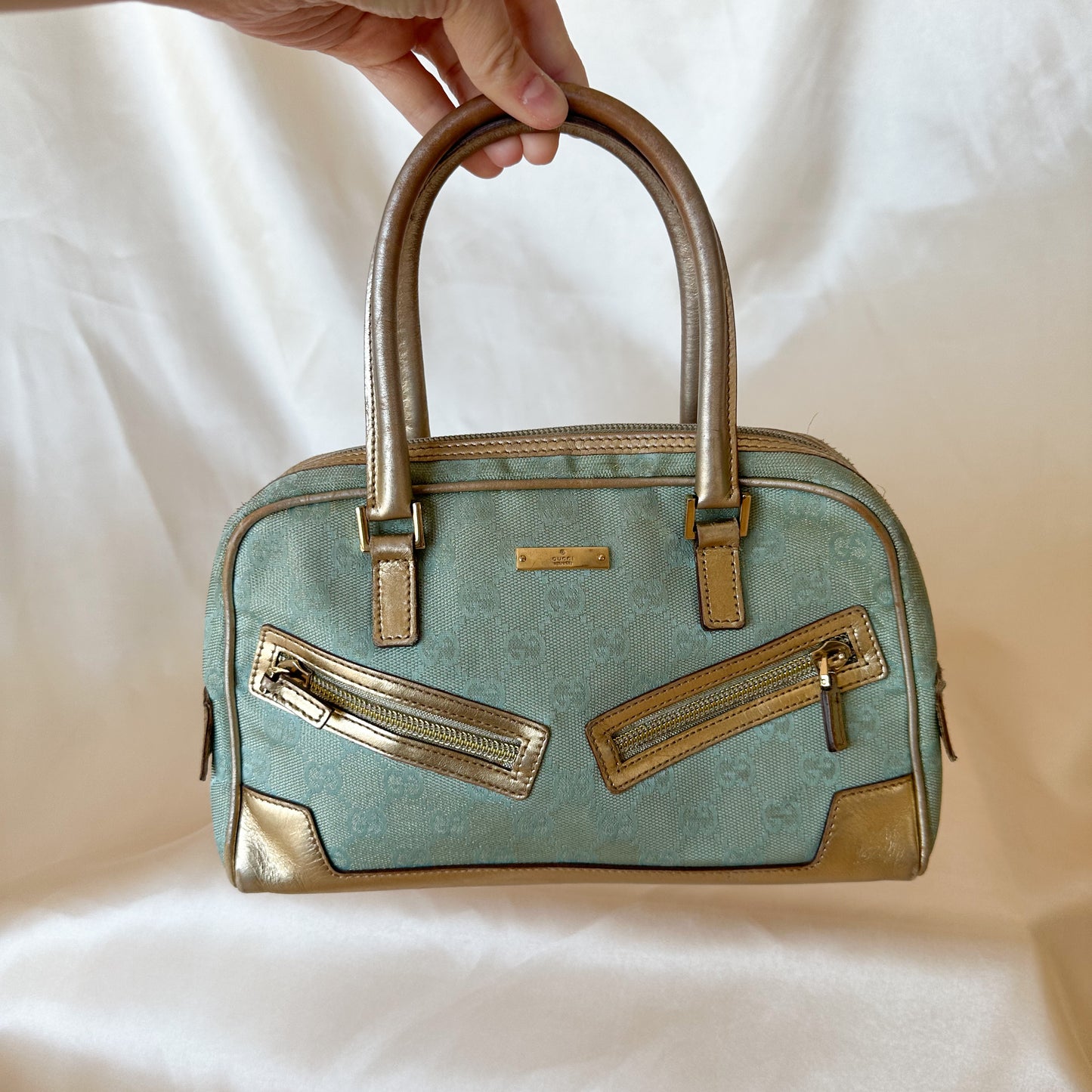 Gucci Vintage Glitter Mint Monogram Speedy