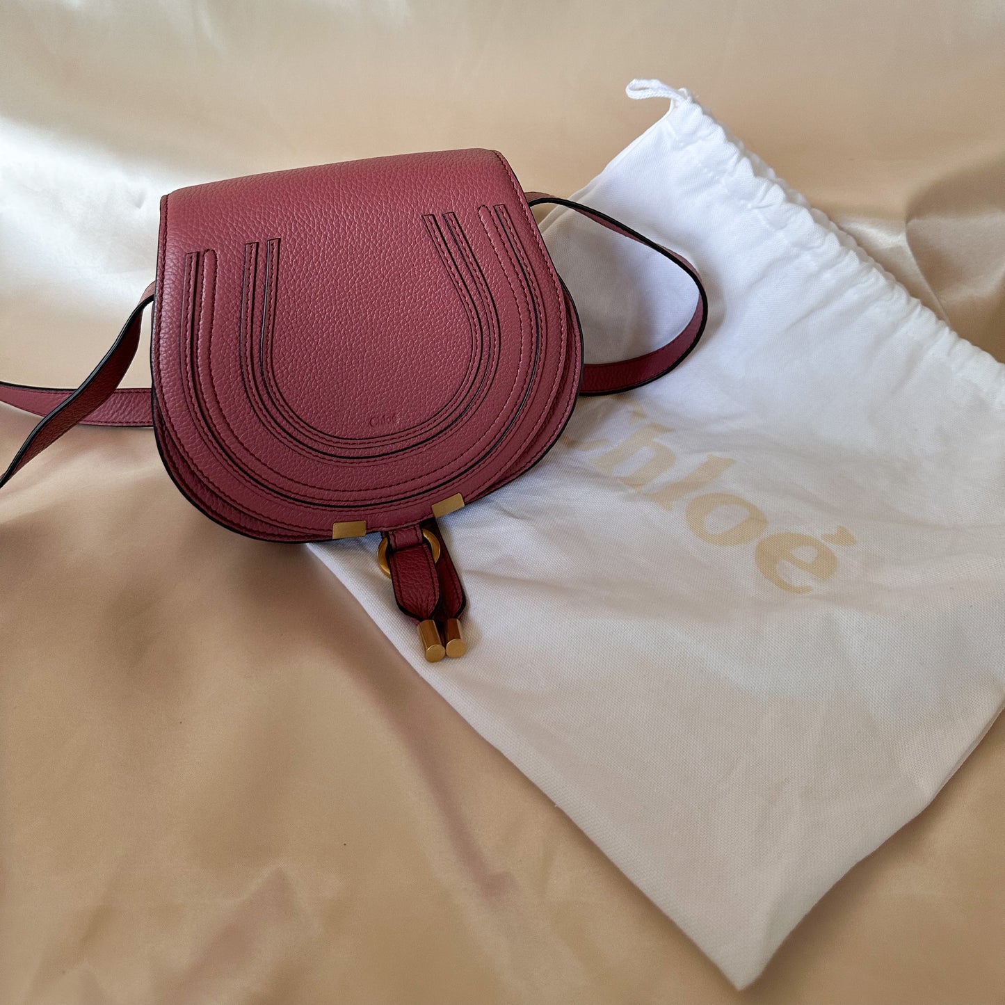Chloé Mini Marcie Crossbody Deep Blush Pink Rose