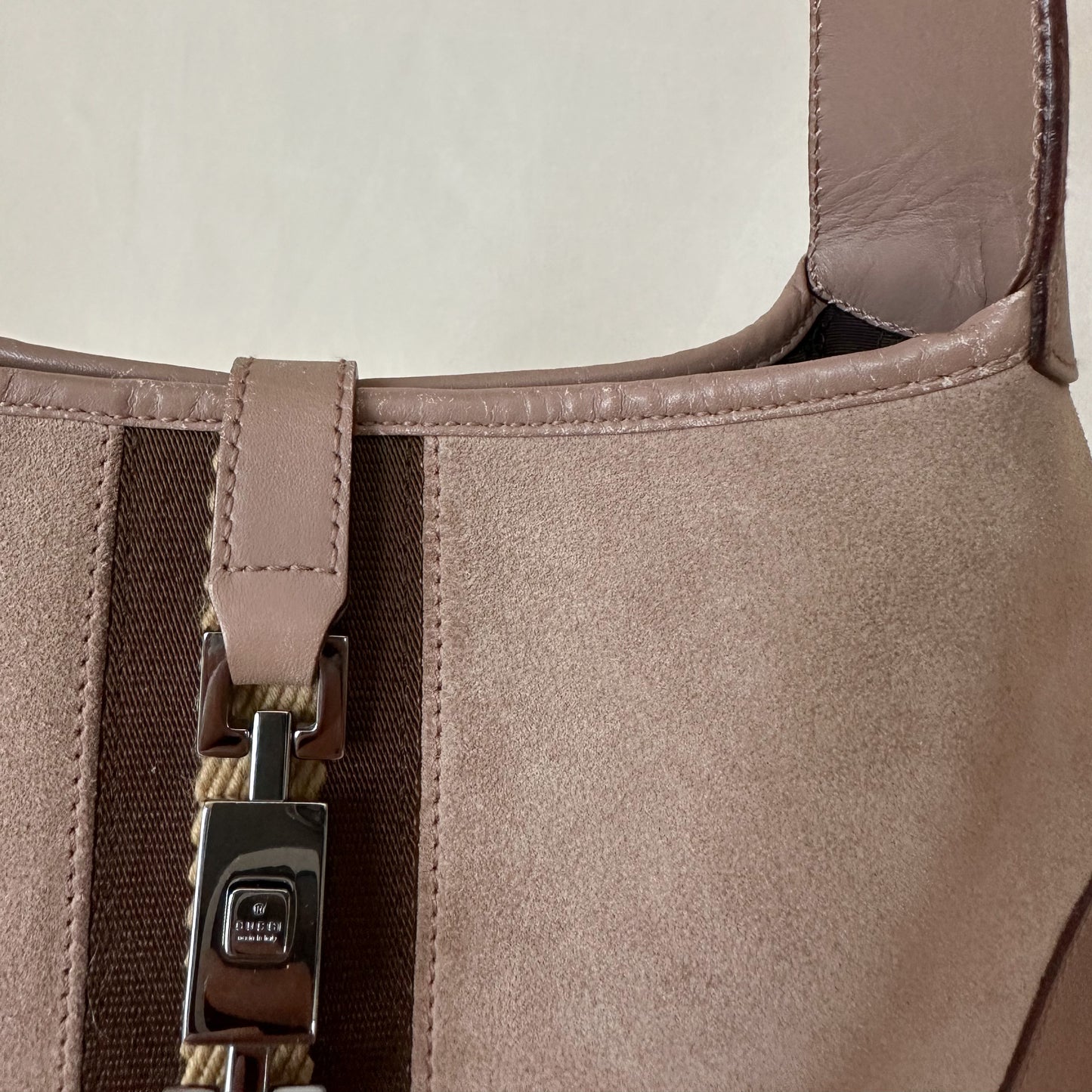 Gucci Vintage Taupe Suede Jackie Shoulder Bag