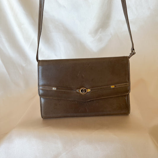 Gucci Taupe/Brown Vintage Shoulder Bag